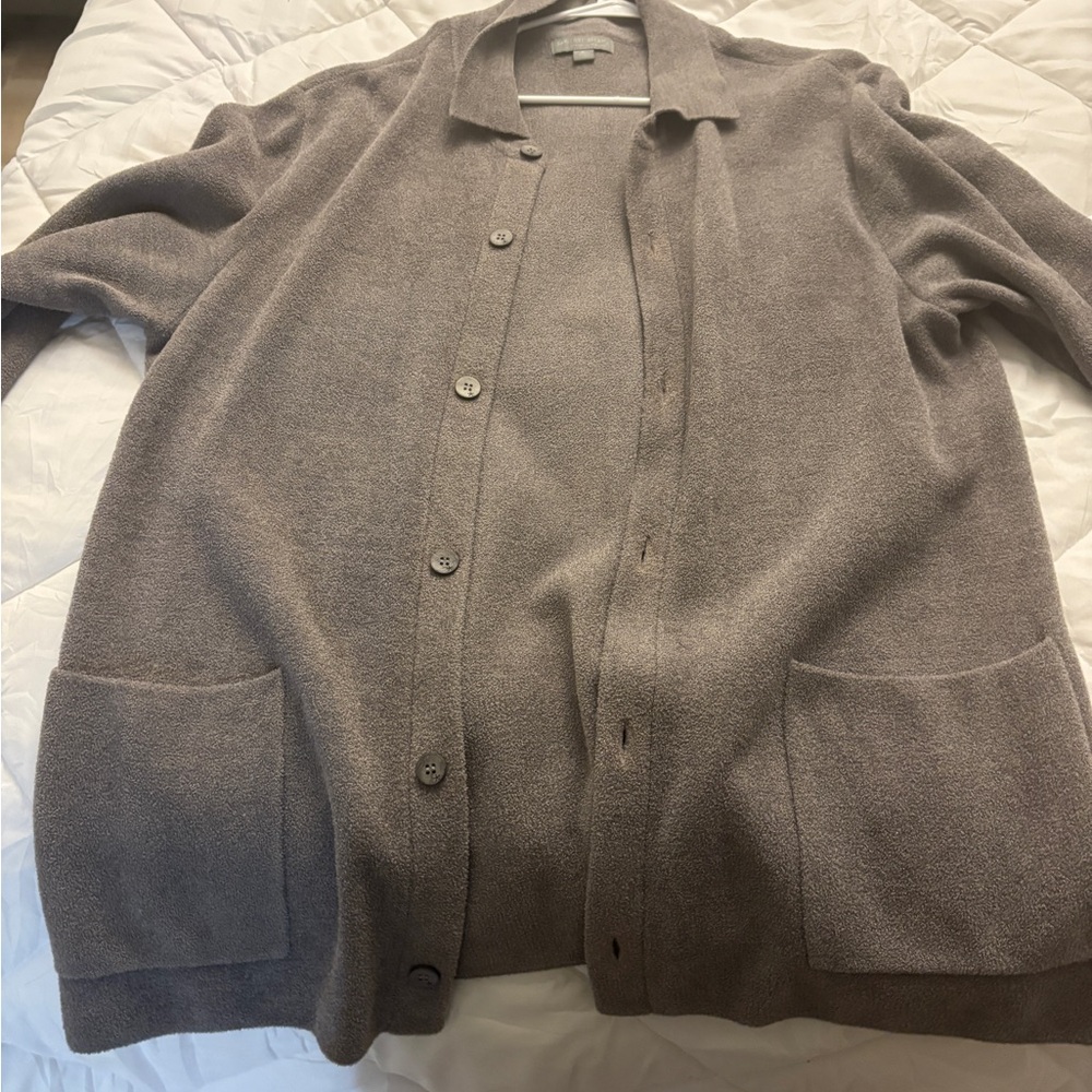 Barefoot Dreams Taupe Button-Up Cardigan